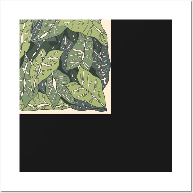 Modern Tropical Leaf Design // Alocasia Polly Wall Art by haleyum